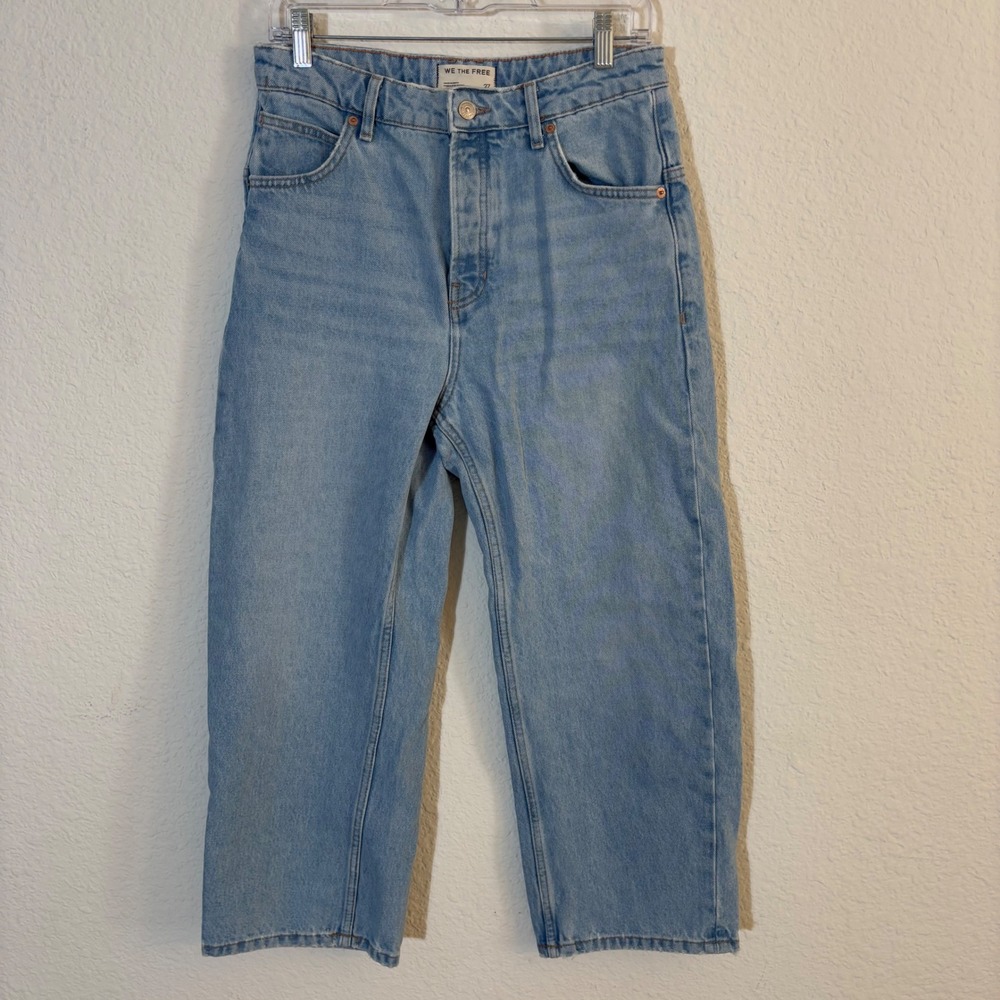 Free People We The Free High Rise Barrel Jeans 27 Light Wash Cropped Denim